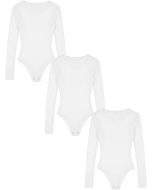 MAXTED Body Basic Max Langarm Body Frauen 3Er Pack - Weiß