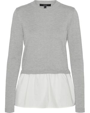 Vero Moda Rundhalspullover VMJOSE LS O-NECK WVN MIX PULLOVER GA BOO - Grau