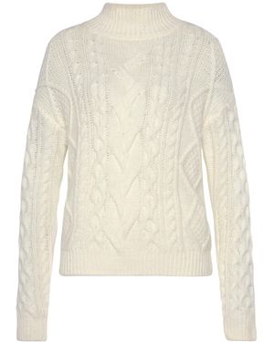 Buffalo Stehkragenpullover mit Zopfmuster, Winterpullover, Basic - Weiß