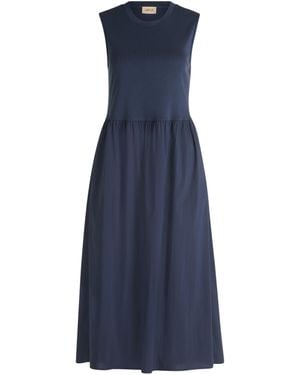 Cartoon Casual-Kleid Mit Eingrifftaschen - Blau