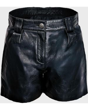 Be Noble Bundfaltenhose Leder Shorts Im Eleganten Style - Schwarz