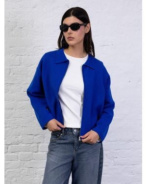 BROKE + SCHÖN Broke Schön Strickjacke Kastige Strickjacke Mit Reißverschluss - Blau