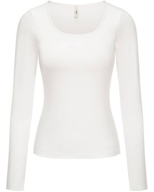 cfab Top Cotton Long Sleeve Mit Integriertem Wireless Bra - Weiß