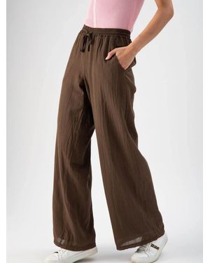 MND Hose Wide Gauze Trousers - Braun