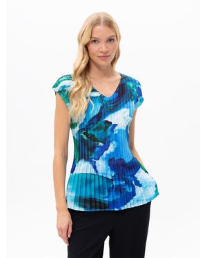 Passioni Shirt Plissiertes T-Shirt - Blau