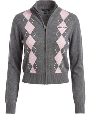 Guess Strickjacke Argyle - Grau