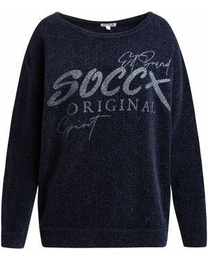 SOCCX Chenille-Pullover Mit Glitter Print - Blau