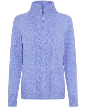 Olsen Pullover Henny, Mit Feinen Ziernähten Und Zopfmuster - Blau