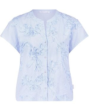 BETTY&CO Hemdbluse Mit Stickerei - Blau