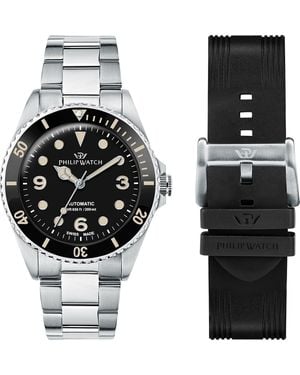 Philip Watch Herren-Uhren-Sets Analog Automatik - Schwarz
