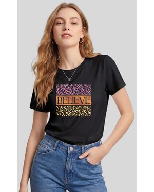 LAPA PLUS Shirt Retro Zebra & Leopard Print T-Shirt - Blau