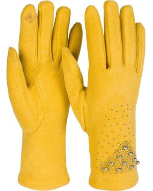 styleBREAKER Fingerhandschuhe Touchscreen Handschuhe Mit Strass Und Perlen - Gelb