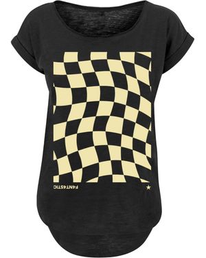 F4NT4STIC T-Shirt 'Wavy Schach Muster' - Schwarz