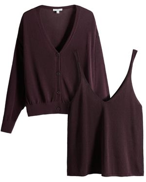 The Set Set: Strickjacke Und Stricktop - Lila