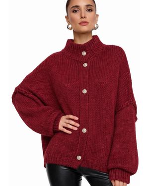 Worldclassca Oversizestrickjacke Strickjacke Mit Knopf - Rot