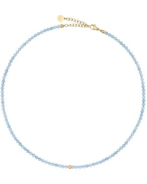 GOOD.designs Perlenhalskette Aus Natursteinen Aquamarin 4Mm - Weiß
