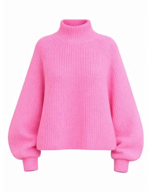 Worldclassca Oversizepullover Oversized Strickpullover Mit Stehkragen - Pink