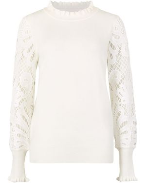 Apricot Lace Mesh Jumper - Weiß