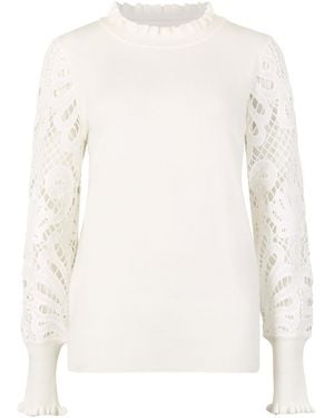 Apricot Lace Mesh Jumper - Weiß
