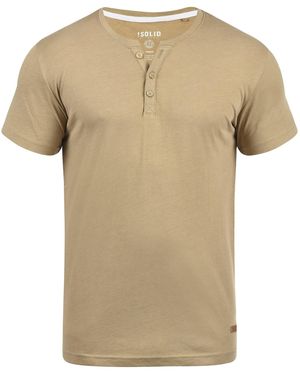 Solid T-Shirt Volker Mit Knopfleiste - Natur