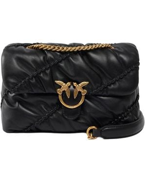 Pinko Schultertasche Love Puff Crinckle Mini Sheep Nappa Borsa - Schwarz