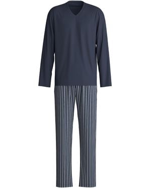 CALIDA Pyjama Lang Cotton Special - Blau