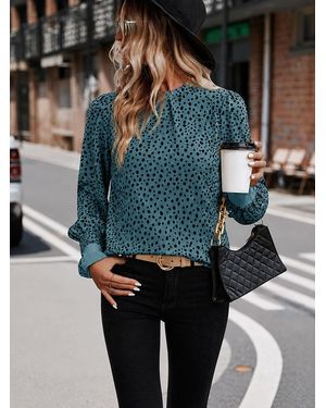 MEETWEE Shirt Polka Dots Blouse - Blau