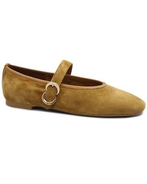 Frau Ballerina 69B3 Segale Cuoio Scarpe Donna Ballerine Camoscio Cinturino - Mehrfarbig