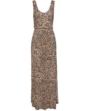Buffalo Maxikleid mit Alloverdruck und Schlitz, Sommerkleid, Strandkleid - Natur