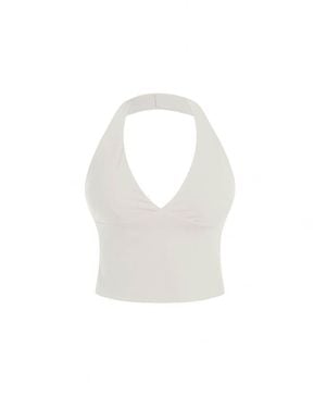 GOD SAVES QUEENS Sporttop Second Skin Studio Halter Top - Weiß