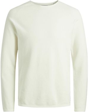 Jack & Jones Herren Sweater Pullover Mit Rundhals Ausschnitt Jjehill - Weiß