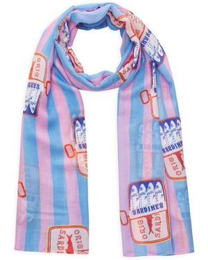 Codello Schal Mit Sardinen-Motiven - Blau