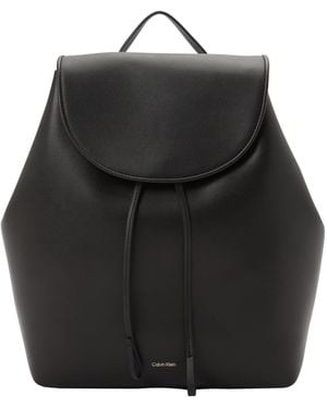 Calvin Klein Taschen Foil Logo Large Flap Backpack - Schwarz