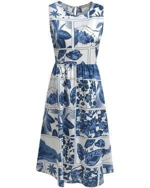 Smith & Soul Midikleid Gemustert Mit Cut-Out Am Rücken - Blau
