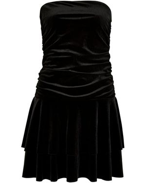 Apricot Velvet Bandeau Mini Dress - Schwarz