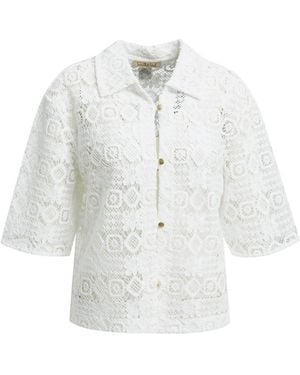 Smith & Soul Kurzarm-Bluse Im Häkel-Design - Weiß