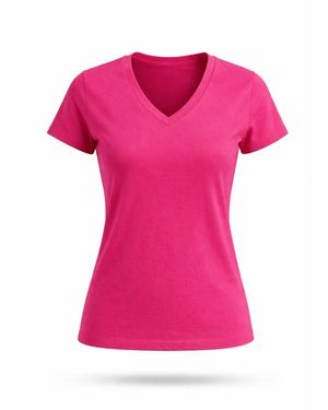 LEAFLETIC Shirt Short Sleeve V-Neck T-Shirt - Pink