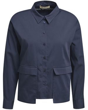 Smith & Soul Bluse Mit Überlappenden Klappentaschen - Blau