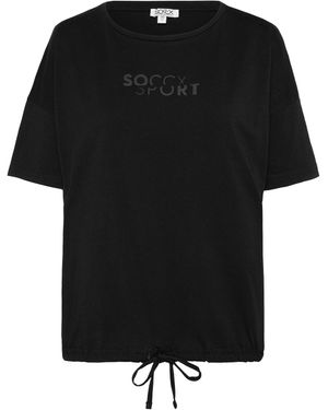SOCCX T-Shirt Oversized Mit Bindebandsaum - Schwarz