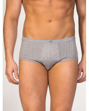 Zd - Zero Defects Slip Senior Prinstriped Fly Front Brief - Grau