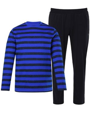 Men Plus Pyjama Lang - Blau