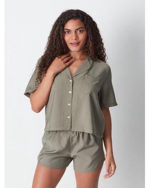 C&City Set: Bluse Und Shorts - Grün