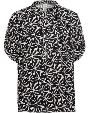 Camel Active Musselin Schlupfbluse Im Allover-Print - Schwarz