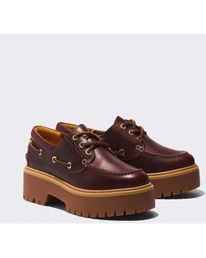 Timberland Mokassin Scarpa Da Barca Stone Street Burgundy - Braun