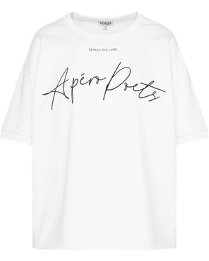 SENSES.THE LABEL Kurzarm-Sweatshirt S:An Mit Wording - Weiß