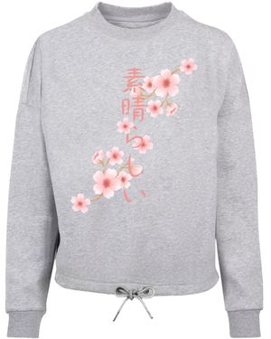 F4NT4STIC Sweatshirt 'Kirschblüten Asien' - Grau