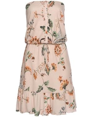 Buffalo Bandeaukleid mit Zierknopfleiste, Minikleid, Sommerkleid, schulterfrei - Natur