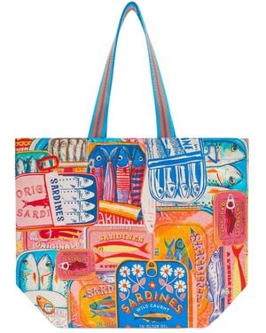 Codello Shopper Mit Sardinenmotiven - Blau