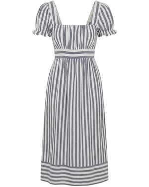 Apricot Stripe Milkmaid Midaxi Dress - Blau