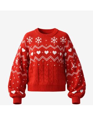 LEAFLETIC Pullover Pullover Sweater - Rot